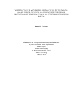 Investigations Into the Zarlino-Galilei Dispute