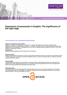 Expression of Possession in English: the Significance of the Right Edge