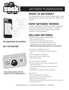 GETZEEK FUNDRAISING WHAT IS GETZEEK? the Coupon Book on Your Phone