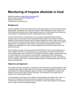 View Monitoring of Tropane Alkaloids in Food As