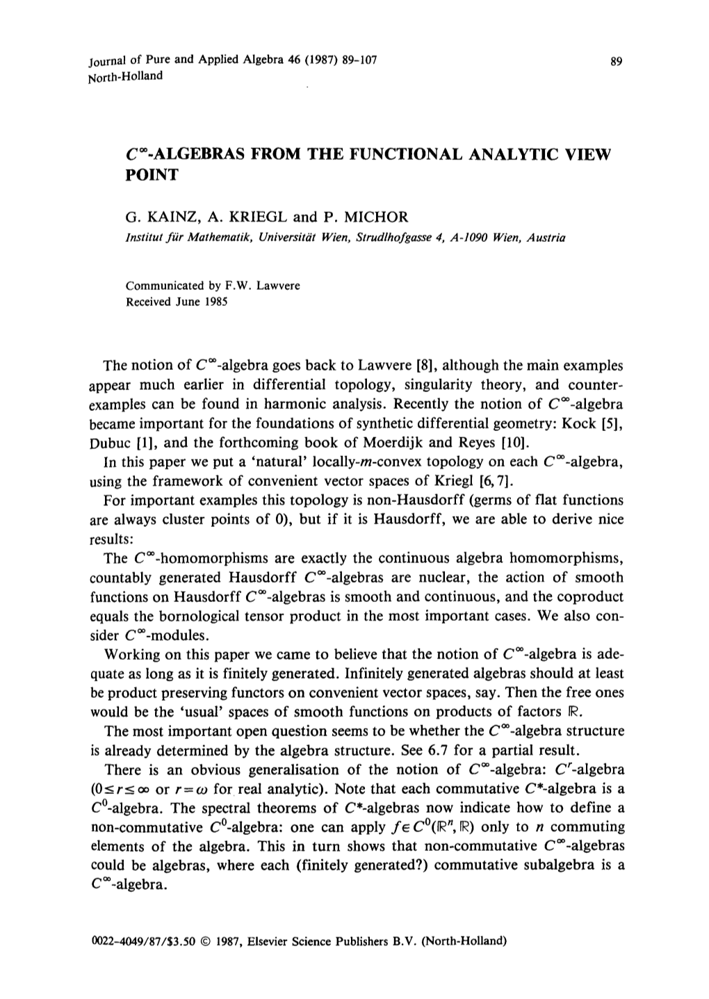 C~-Algebras from the Functional Analytic View Point