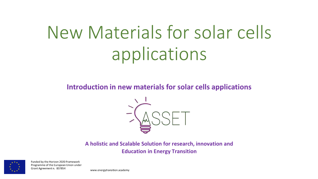 Introduction to Solar Cells