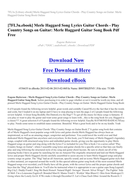 Merle Haggard Guitar Song Book Online