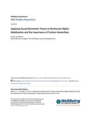 Applying Social Movement Theory to Nonhuman Rights Mobilization and the Importance of Faction Hierarchies