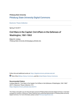 Civil Affairs in the Defenses of Washington, 1861-1863