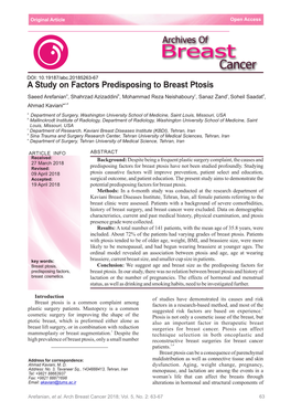 A Study on Factors Predisposing to Breast Ptosis