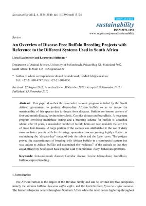 An Overview of Disease-Free Buffalo Breeding Projects with Reference to the Different Systems Used in South Africa