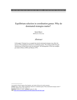 Equilibrium Selection in Coordination Games: Why Do Dominated Strategies Matter?