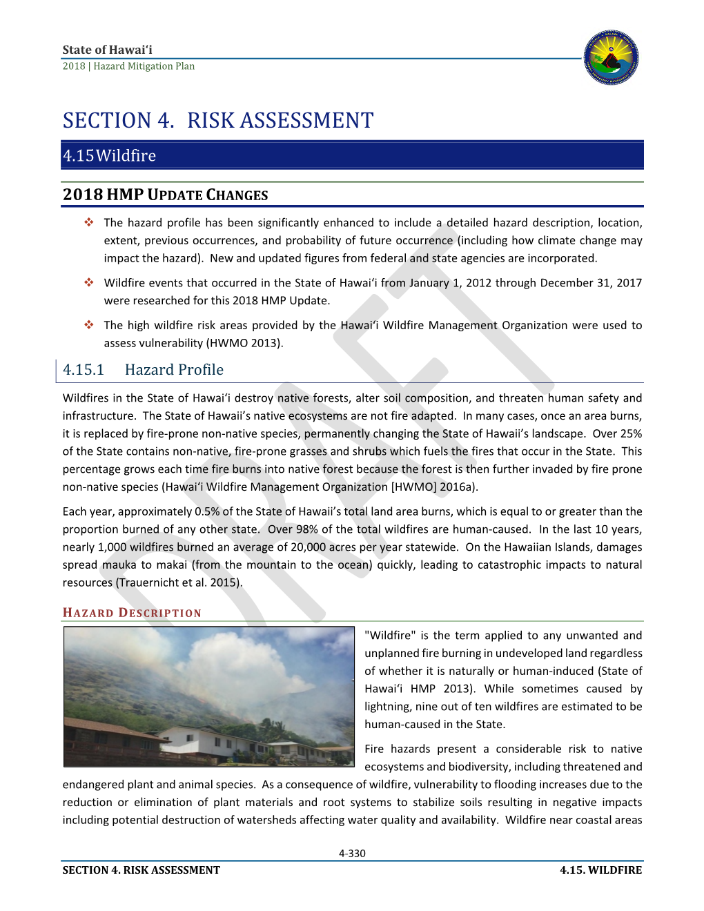 SECTION 4. RISK ASSESSMENT 4.15Wildfire