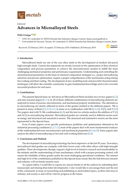 Advances in Microalloyed Steels