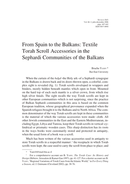 Textile Torah Scroll Accessories in the Sephardi Communities of the Balkans
