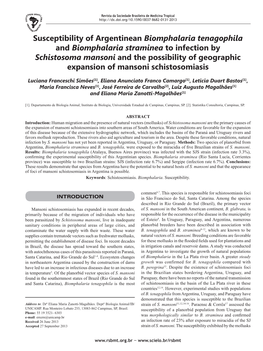 Susceptibility of Argentinean Biomphalaria Tenagophila And