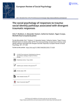 Social Identity Pathways Associated with Divergent Traumatic Responses