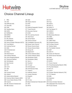 Choice Channel Lineup