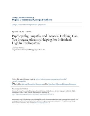Psychopathy, Empathy, and Prosocial Helping: Can You Increase