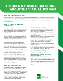 Frequently Asked Questions About the Virtual Job Fair