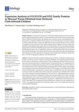 Expression Analysis of FGF/FGFR and FOX Family Proteins in Mucosal Tissue Obtained from Orofacial Cleft-Affected Children