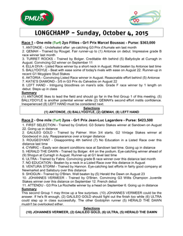 LONGCHAMP - Sunday, October 4, 2015