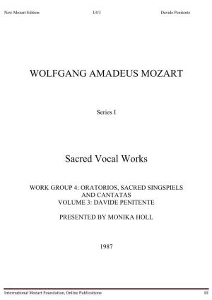 WOLFGANG AMADEUS MOZART Sacred Vocal Works