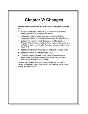 Chapter V: Changes