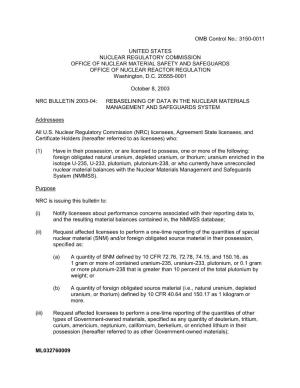 OMB Control No.: 3150-0011 UNITED STATES NUCLEAR REGULATORY
