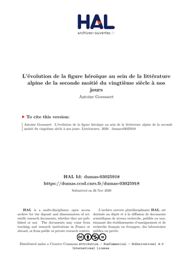 L'évolution De La Figure Héroïque Au Sein De La Littérature