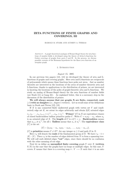 Zeta Functions of Finite Graphs and Coverings, Iii