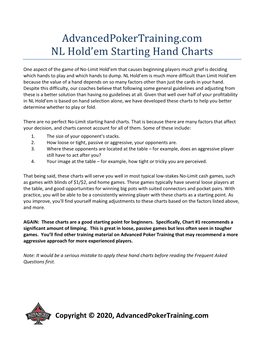 Advancedpokertraining.Com NL Hold'em Starting Hand Charts