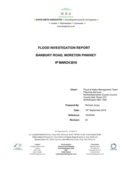 Flood Investigation Report Banbury Road, Moreton Pinkney