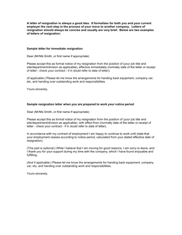 A Letter of Resignation Is Always a Good Idea. It Formalizes for Both You and Your Current Employer the Next Step in the Process of Your Move to Another Company