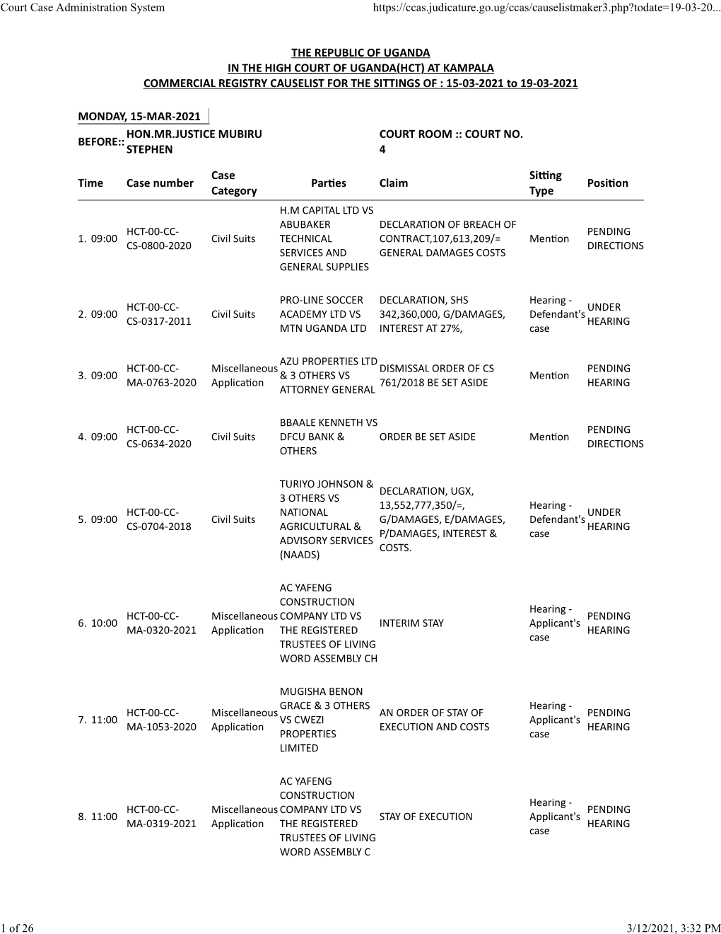 Court Case Administration System