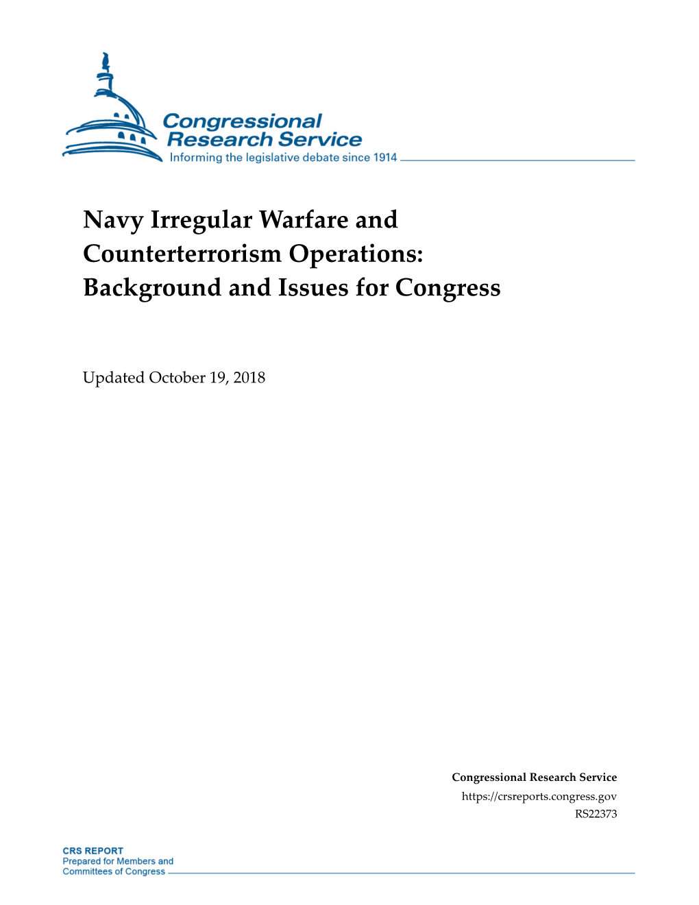 Navy Irregular Warfare and Counterterrorism Operations: Background and Issues for Congress