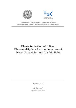 Characterisation of Silicon Photomultipliers for the Detection of Near Ultraviolet and Visible Light