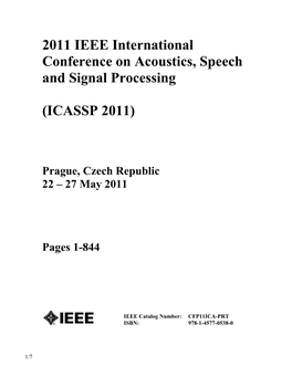 2011 IEEE International Conference on Acoustics, Speech and Signal Processing