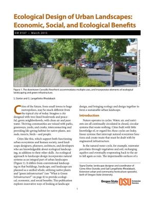Ecological Design of Urban Landscapes: Economic, Social