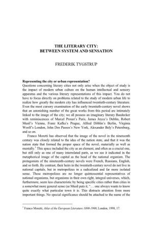 The Literary City: Between System and Sensation