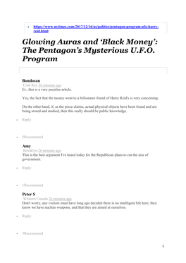 Black Money’: the Pentagon’S Mysterious U.F.O