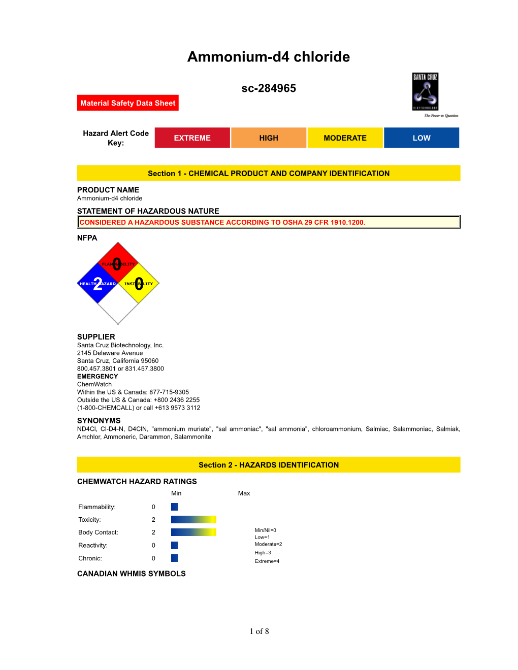 Ammonium-D4 Chloride