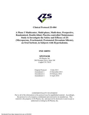 Clinical Protocol ZS-004