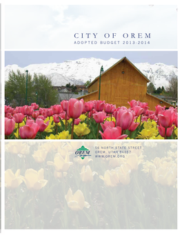 City of Orem Adopted Budget 2013-2014
