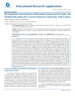 Educational Research Applications Gamage DT, Et Al