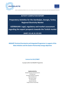 Preparatory Activities for the Azerbaijan, Georgia, Turkey Regional Electricity Market