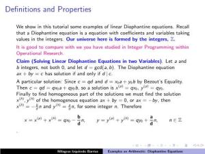 Examples on Arithmetic: Diophantine Equations