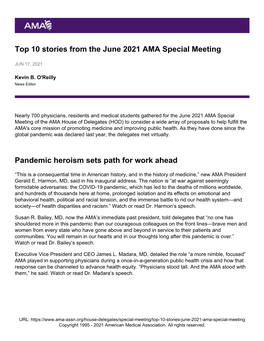 Top 10 Stories from the June 2021 AMA Special Meeting