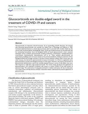 Glucocorticoids Are Double-Edged Sword in the Treatment of COVID-19 and Cancers Ruixin Yang, Yingyan Yu