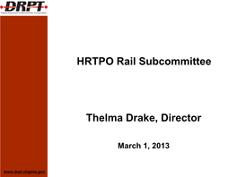 DRPT Major Passenger Rail Initiatives