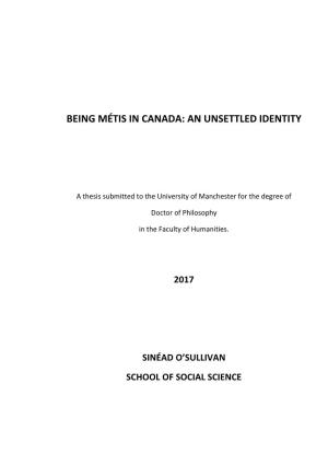 Being Métis in Canada: an Unsettled Identity