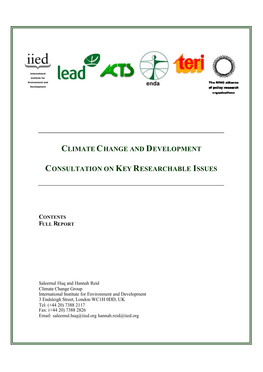 Climate Change and Development Consultation