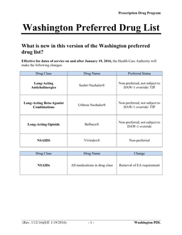 Washington Preferred Drug List