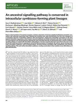 An Ancestral Signalling Pathway Is Conserved in Intracellular Symbioses-Forming Plant Lineages